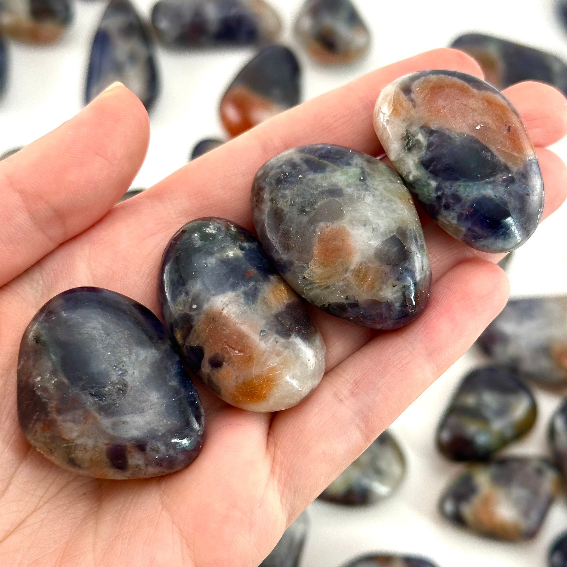 Rare! ONE Iolite Sunstone Tumble, tumbled iolite sunstone, pocket stone, worry stone, tumbled stones, tumbled sunstone, tumbled iolite