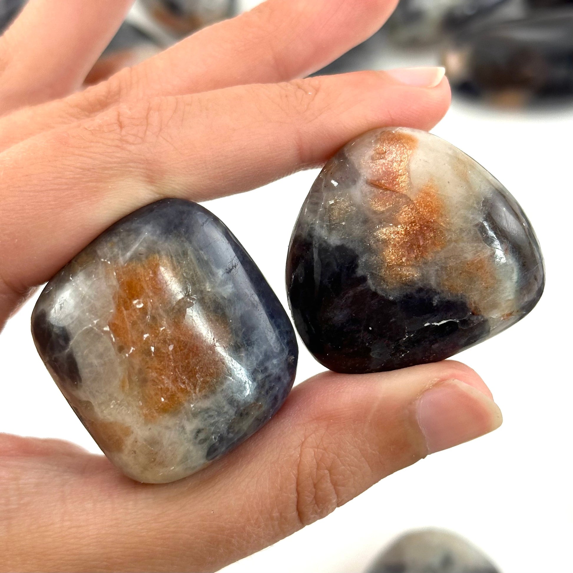 Rare! ONE Iolite Sunstone Tumble, tumbled iolite sunstone, pocket stone, worry stone, tumbled stones, tumbled sunstone, tumbled iolite