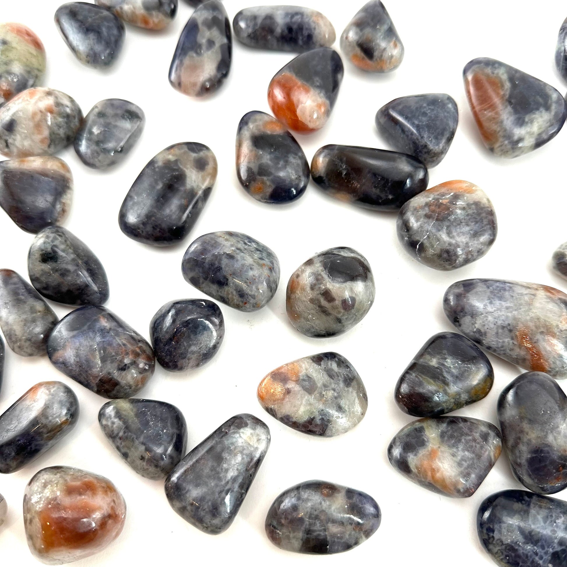 Rare! ONE Iolite Sunstone Tumble, tumbled iolite sunstone, pocket stone, worry stone, tumbled stones, tumbled sunstone, tumbled iolite