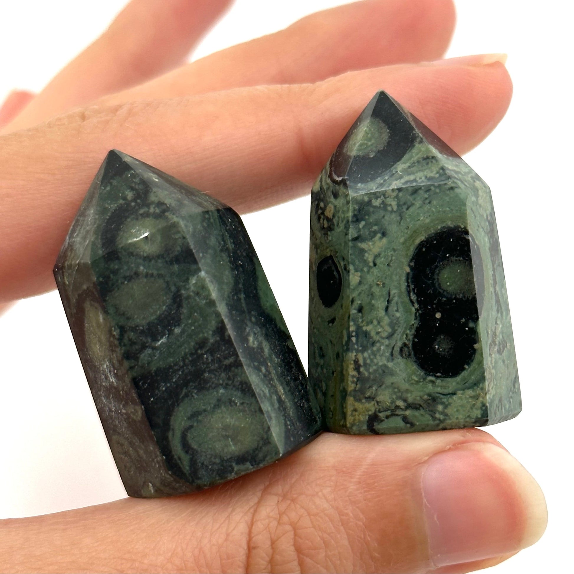 Kambaba Jasper Point, kambaba jasper tower, crystal point, green crystal, crystal tower, kambaba jasper