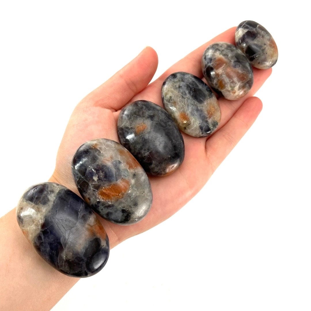 Iolite Sunstone Palm Stone, iolite sunstone palmstone, pocket stone, worry stone, cordierite, water sapphire, sunstone