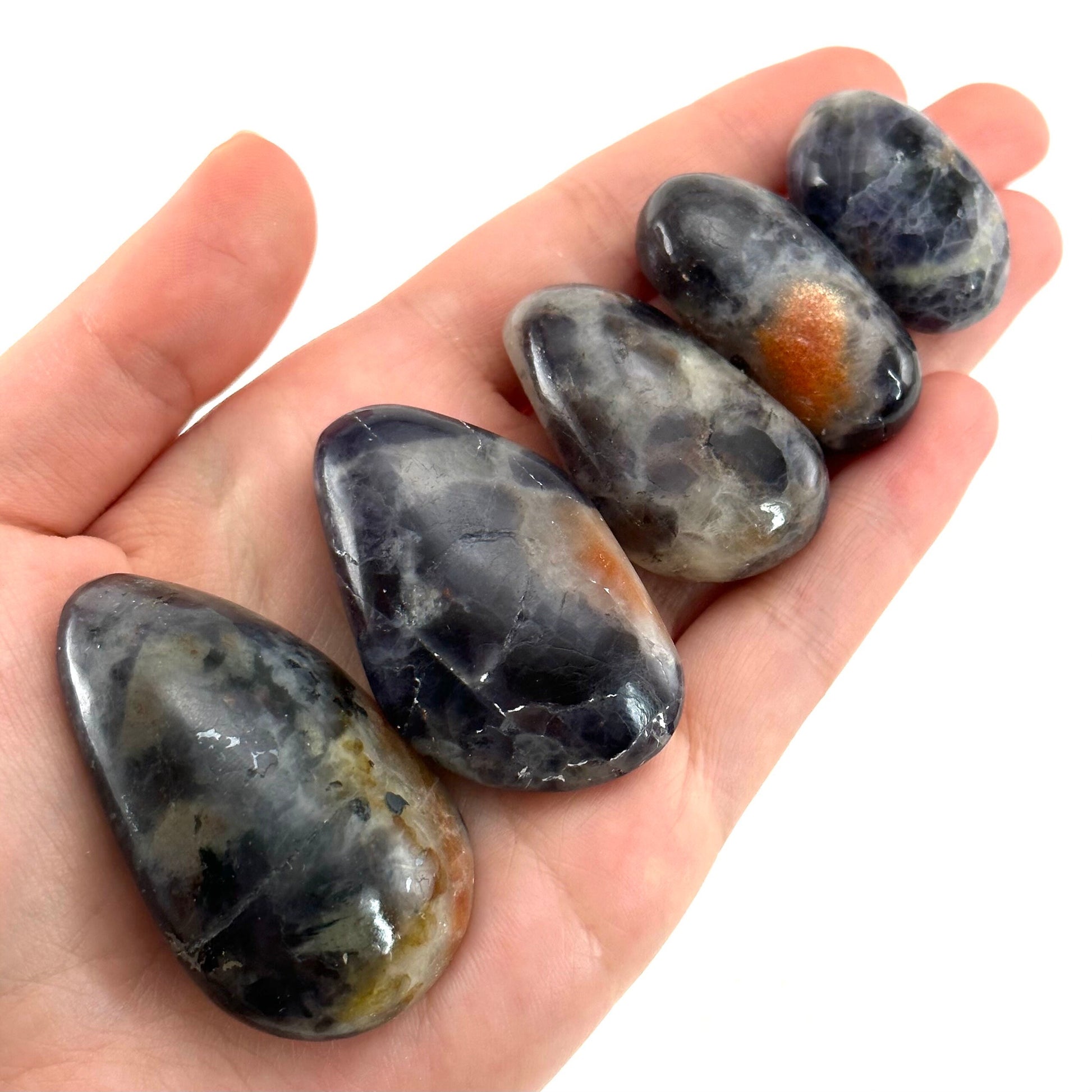 Rare! ONE Iolite Sunstone Tumble, tumbled iolite sunstone, pocket stone, worry stone, tumbled stones, tumbled sunstone, tumbled iolite