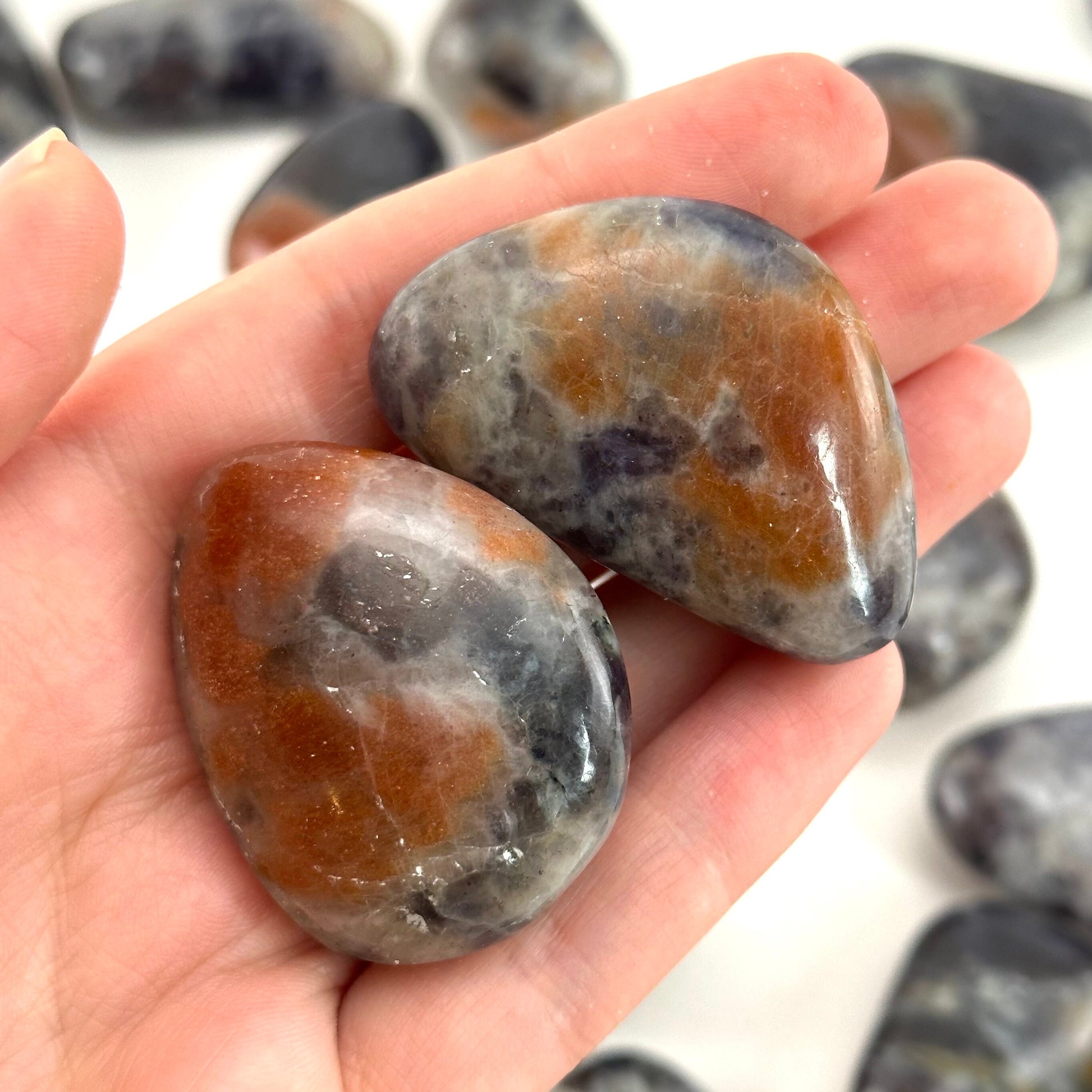 Rare! ONE Iolite Sunstone Tumble, tumbled iolite sunstone, pocket stone, worry stone, tumbled stones, tumbled sunstone, tumbled iolite