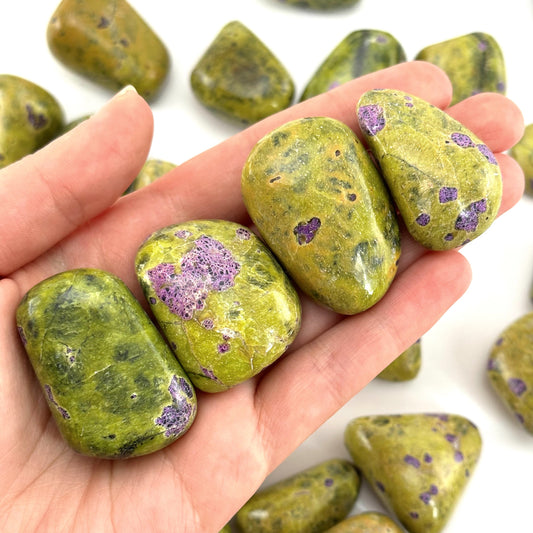 ONE Atlantisite Tumble (South Africa) | stichtite with serpentine, atlantisite, tumbled crystals, tumbled stichtite, stichtite in serpentine