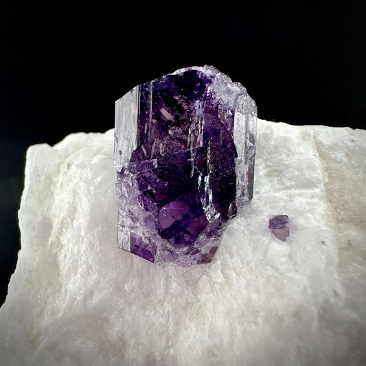 Scapolite var. Marialite on Feldspar Matrix (Afghanistan), purple scapolite, terminated scapolite crystal, mineral specimen, rare gems