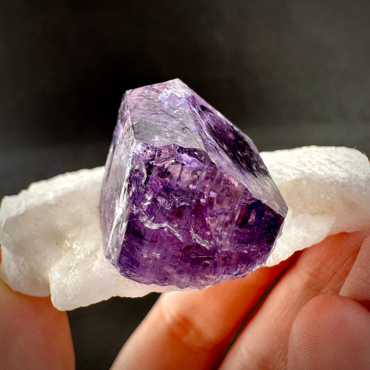 Scapolite var. Marialite on Feldspar Matrix (Afghanistan), purple scapolite, terminated scapolite crystal, mineral specimen, rare gems