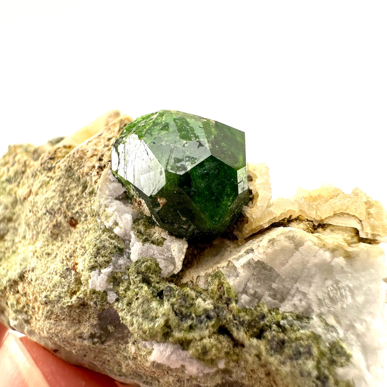 Demantoid Garnet on Matrix (BeIqeys Mountain) | green garnet, rare minerals, demantoid garnet crystal, mineral specimen