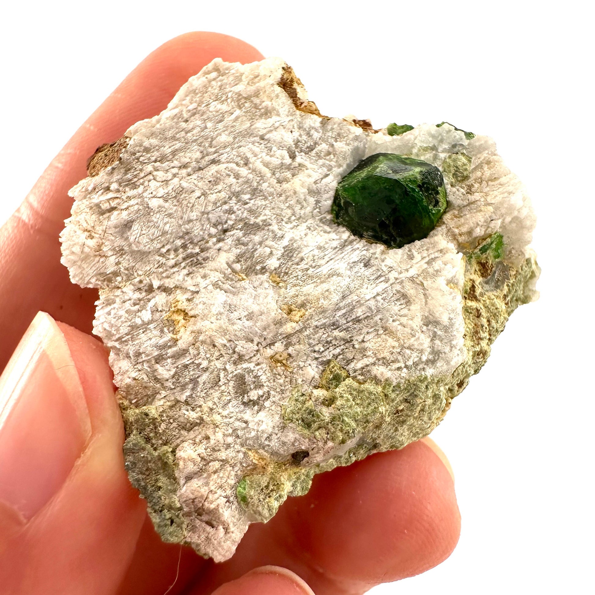 Demantoid Garnet on Matrix (BeIqeys Mountain) | green garnet, rare minerals, demantoid garnet crystal, mineral specimen