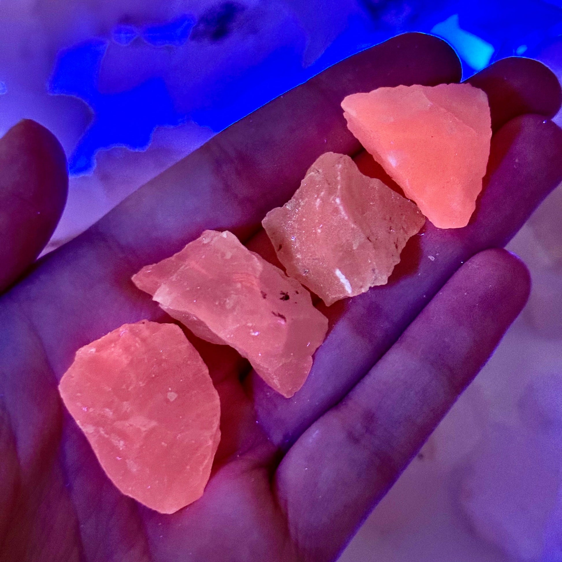 ONE UV-Reactive Mangano Calcite Specimen | raw mangano calcite, pink mangano calcite, fluorescent crystal, mineral specimen