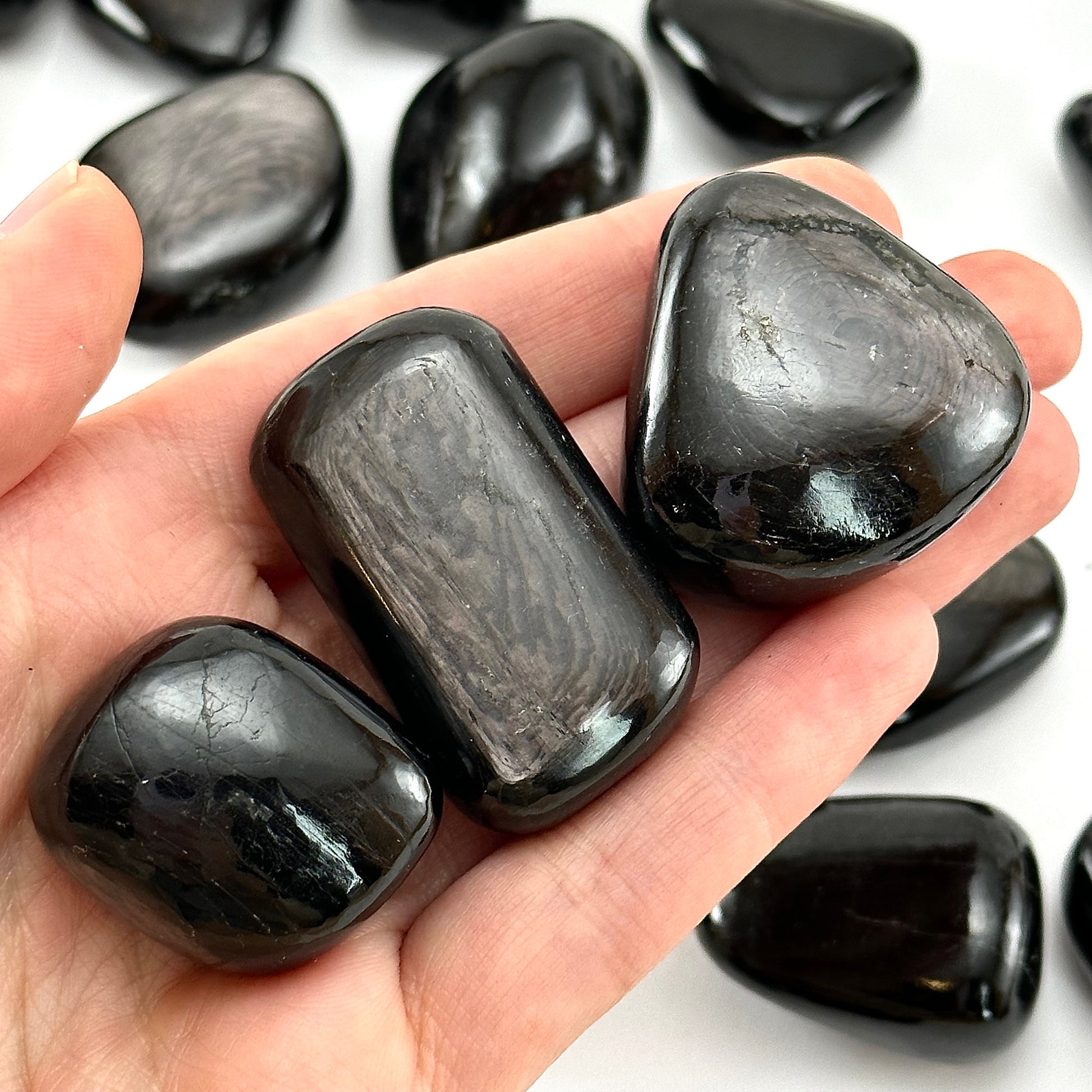 ONE Hypersthene Tumble (India) | tumbled hypersthene, pocket stone, worry stone, minerals, gemstones, tumbled stones