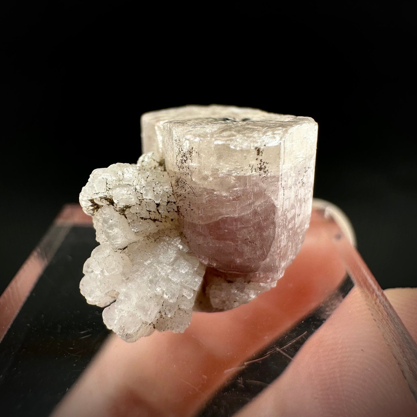 Pink Fluorapatite & Albite (Pakistan), natural pink apatite, terminated apatite crystal, mineral specimen, rare gems