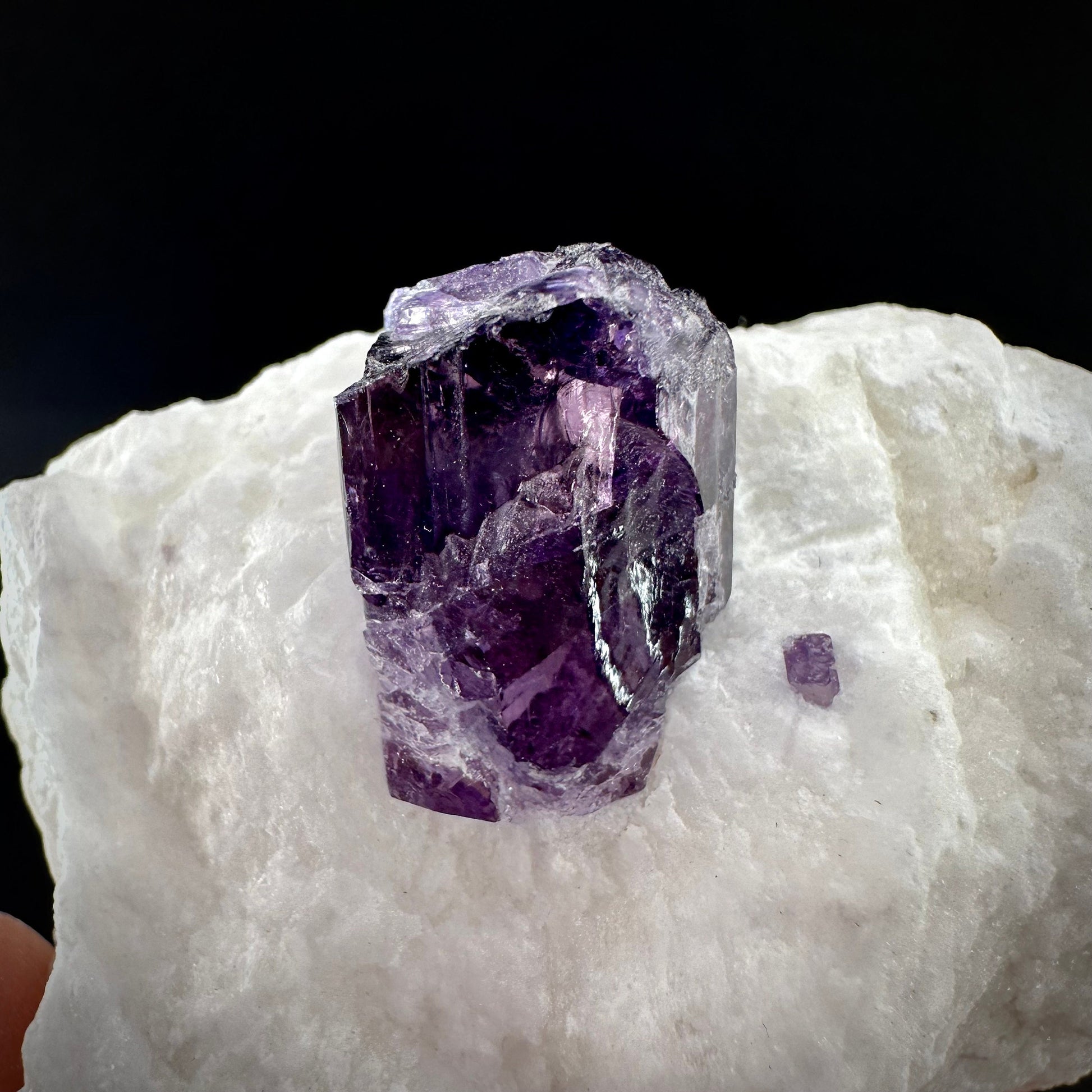 Scapolite var. Marialite on Feldspar Matrix (Afghanistan), purple scapolite, terminated scapolite crystal, mineral specimen, rare gems