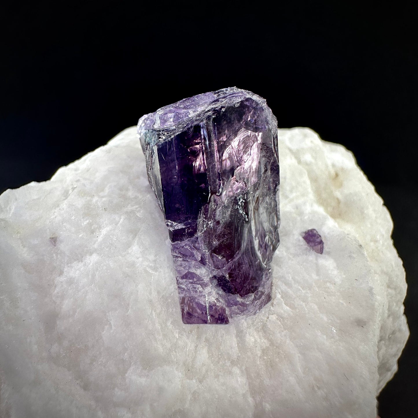 Scapolite var. Marialite on Feldspar Matrix (Afghanistan), purple scapolite, terminated scapolite crystal, mineral specimen, rare gems