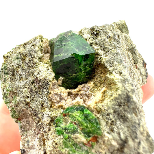 Demantoid Garnet on Matrix (BeIqeys Mountain) | green garnet, rare minerals, demantoid garnet crystal, mineral specimen