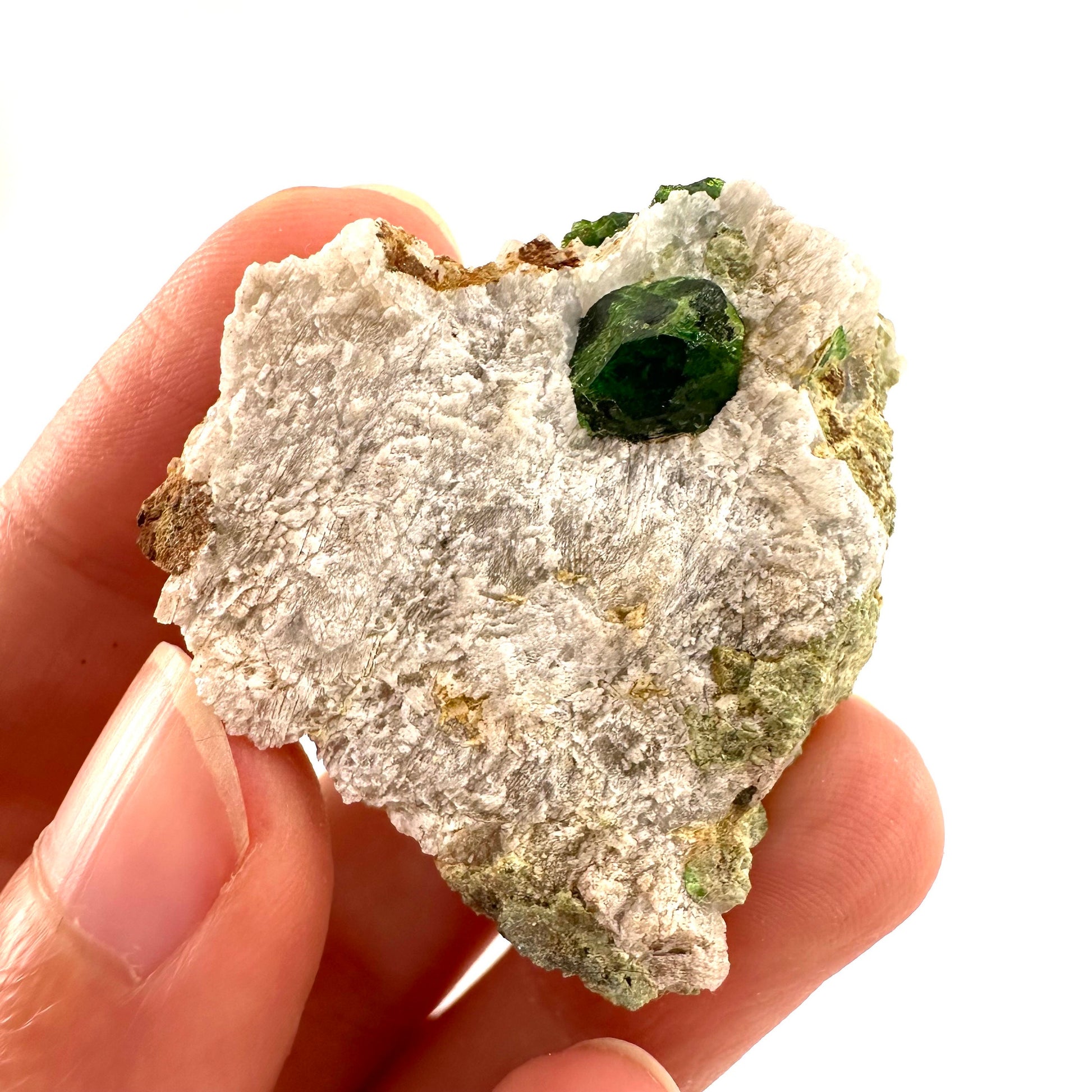 Demantoid Garnet on Matrix (BeIqeys Mountain) | green garnet, rare minerals, demantoid garnet crystal, mineral specimen