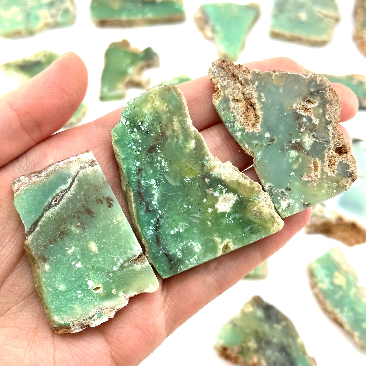 Mint Chrysoprase Slice (Indonesia) | polished green chrysoprase, chrysoprase slice, green chalcedony, mineral specimen