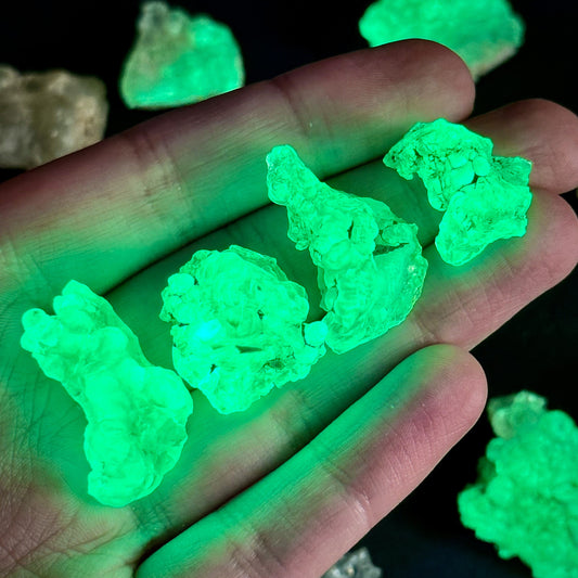 ONE Hyalite Opal (Namibia) | fluorescent hyalite opal, UV reactive hyalite opal, mineral specimen