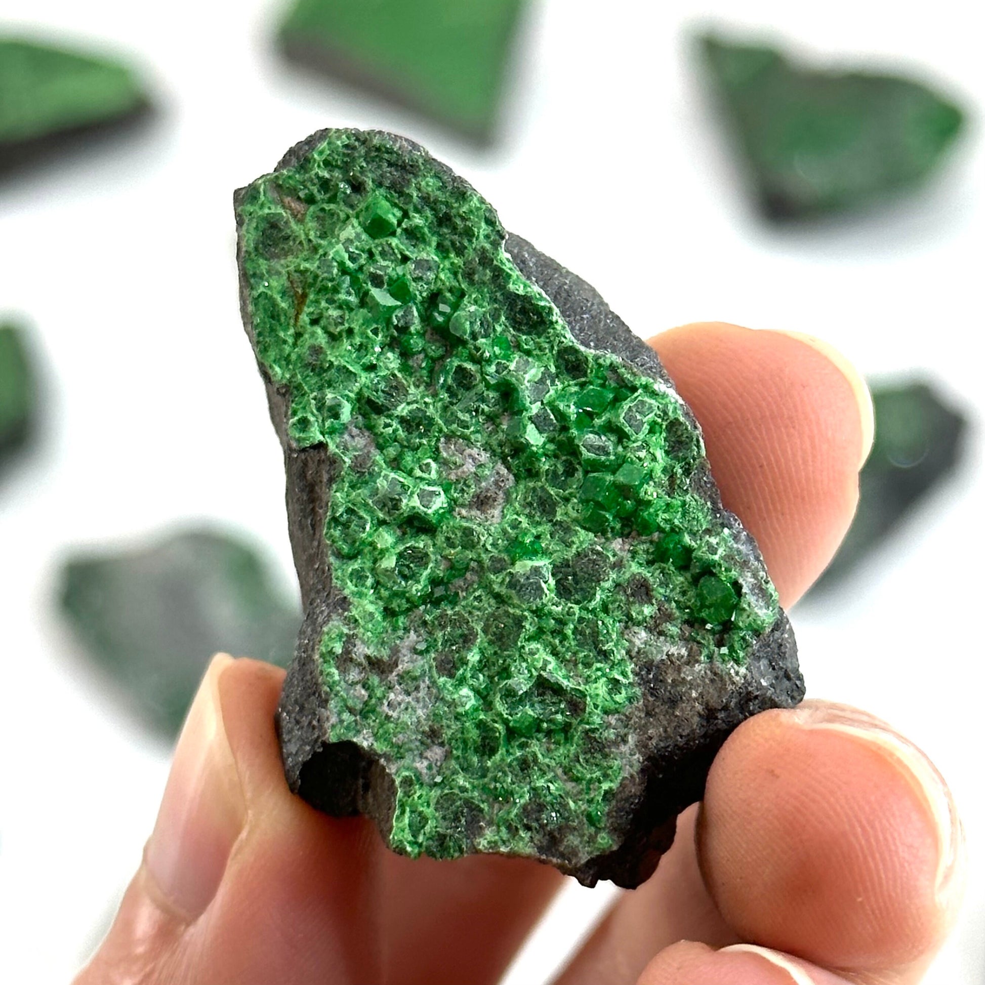 ONE Uvarovite Garnet (Russia) | green garnet, rare minerals, uvarovite garnet crystal, mineral specimen