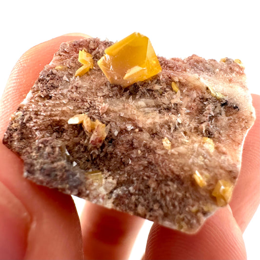 Wulfenite with Mimetite (Mexico), raw wulfenite, yellow wulfenite, wulfenite on matrix, mimetite, mineral specimen