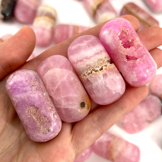 Rare! ONE Polished Pink Aragonite, natural pink aragonite, polished aragonite, pink calcite tumble, pink aragonite crystal