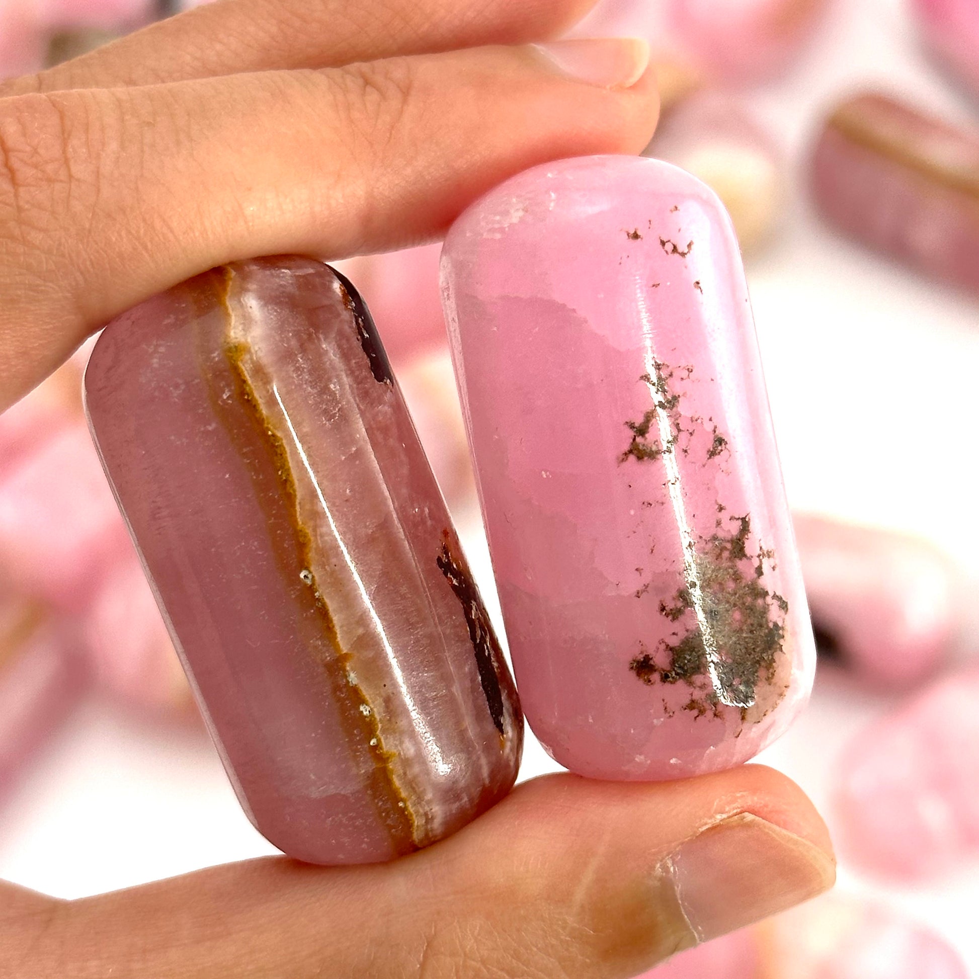 Rare! ONE Polished Pink Aragonite, natural pink aragonite, polished aragonite, pink calcite tumble, pink aragonite crystal