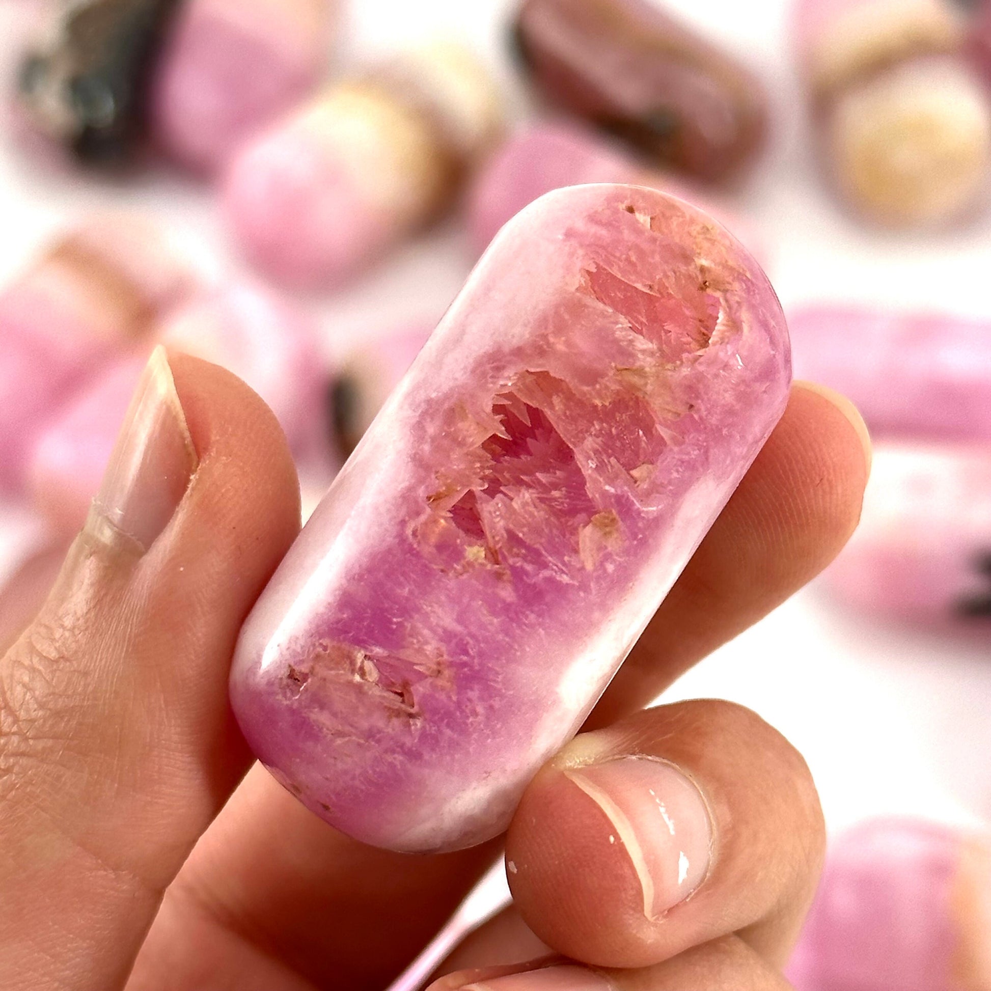 Rare! ONE Polished Pink Aragonite, natural pink aragonite, polished aragonite, pink calcite tumble, pink aragonite crystal