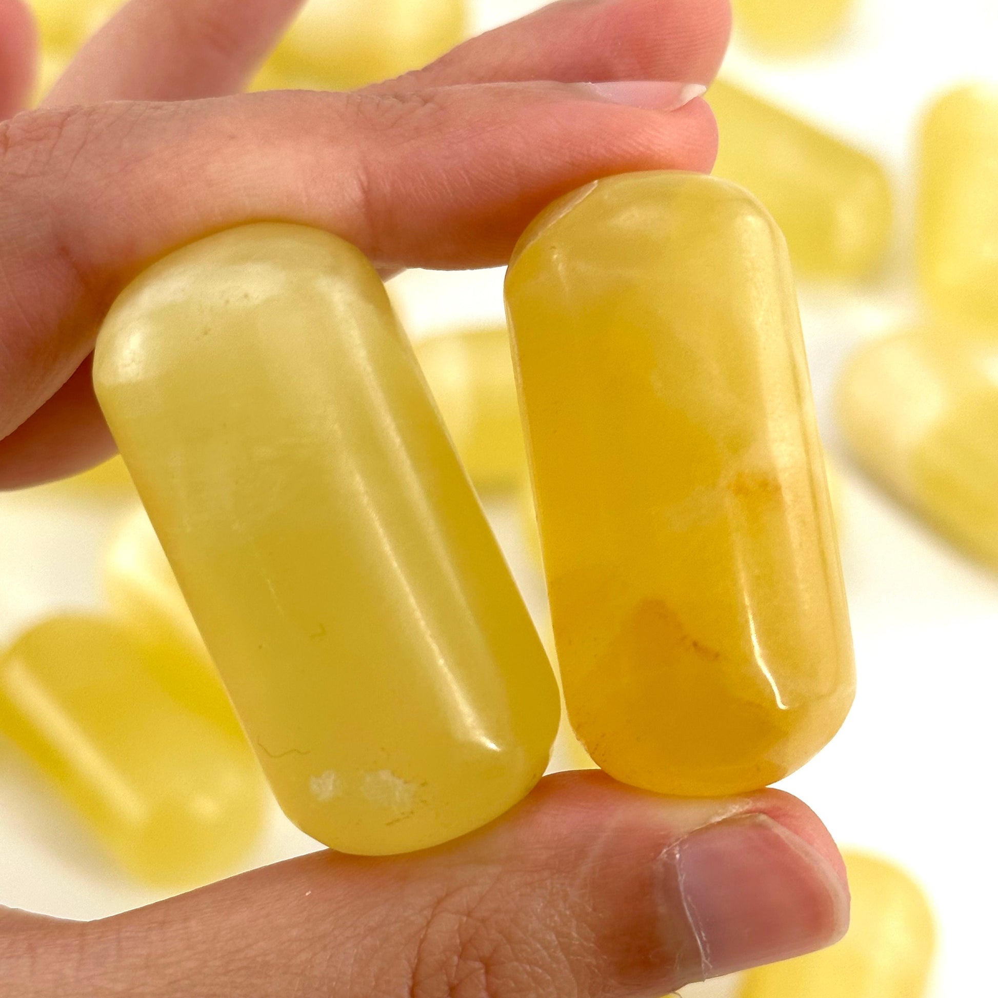ONE Polished Lemon Calcite, natural yellow calcite, polished lemon calcite, yellow calcite tumble, yellow calcite crystal, tumbled stones