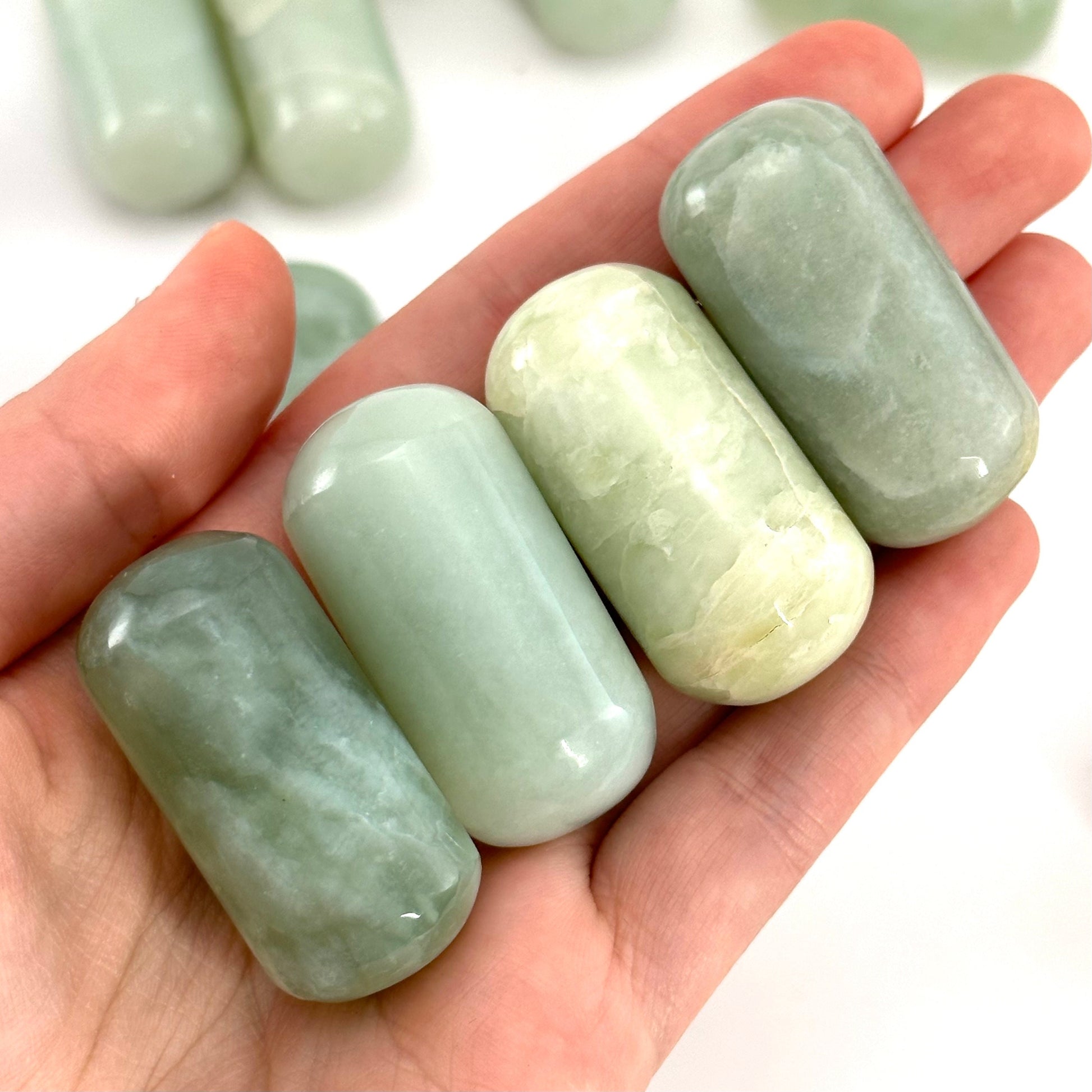 ONE Polished New Jade, serpentine jade, polished new jade, grape jade tumble, serpentine crystal, tumbled stones