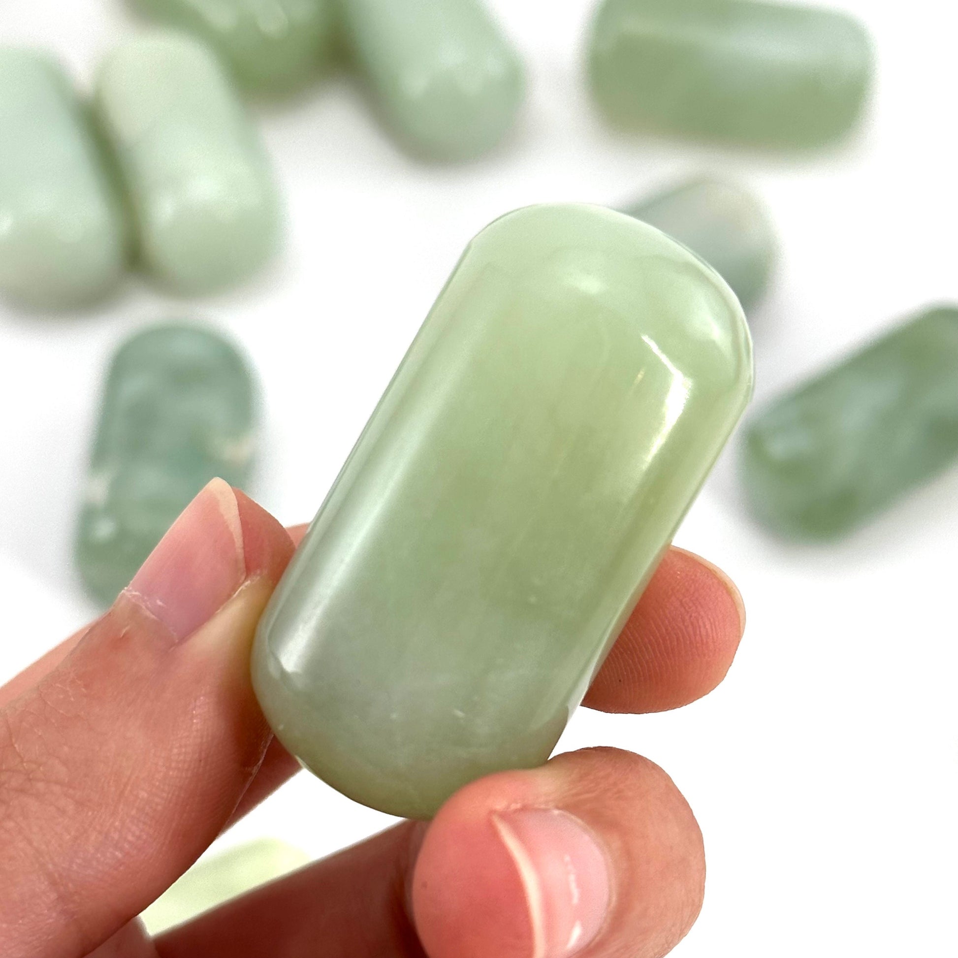 ONE Polished New Jade, serpentine jade, polished new jade, grape jade tumble, serpentine crystal, tumbled stones