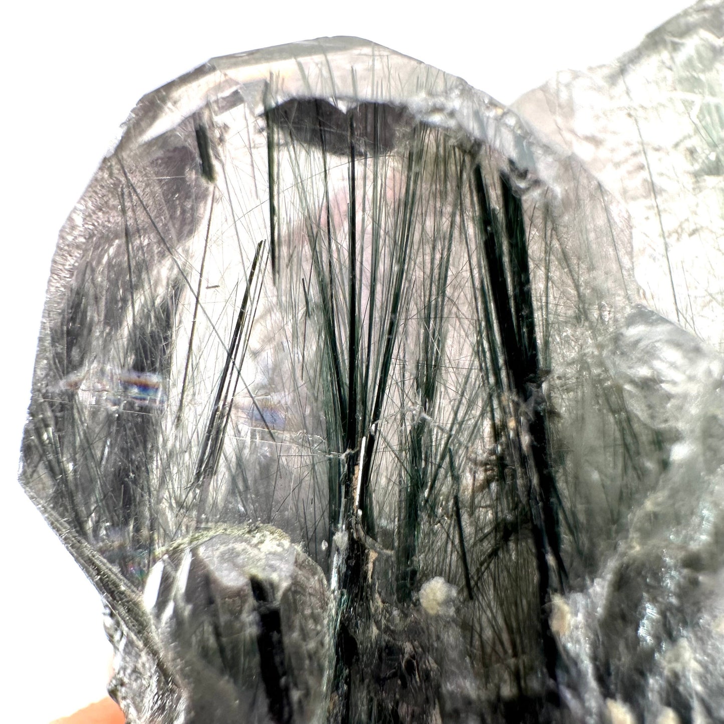 Fluorapatite with Actinolite Inclusions (Pakistan), natural green apatite, terminated apatite crystal, mineral specimen, rare gems