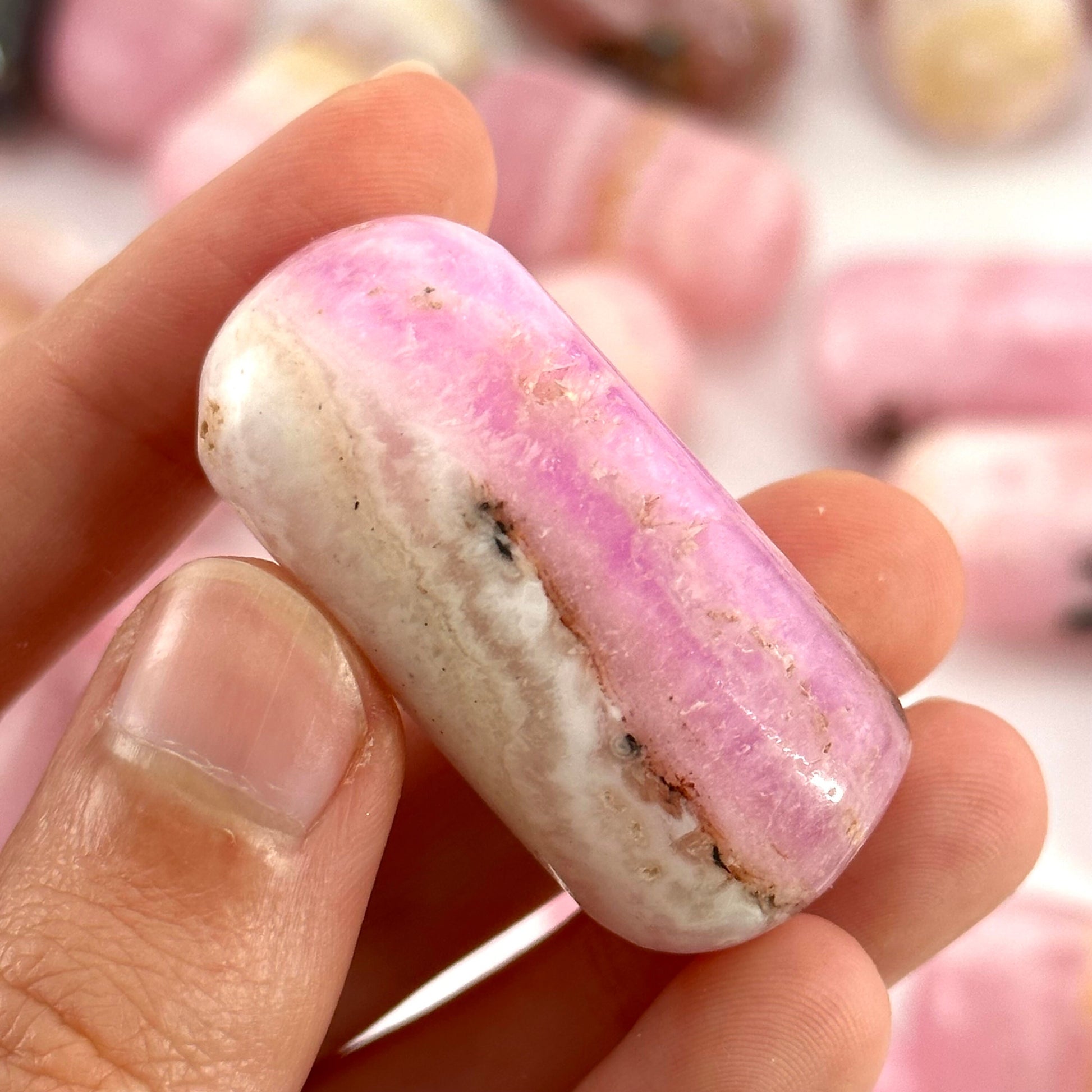 Rare! ONE Polished Pink Aragonite, natural pink aragonite, polished aragonite, pink calcite tumble, pink aragonite crystal