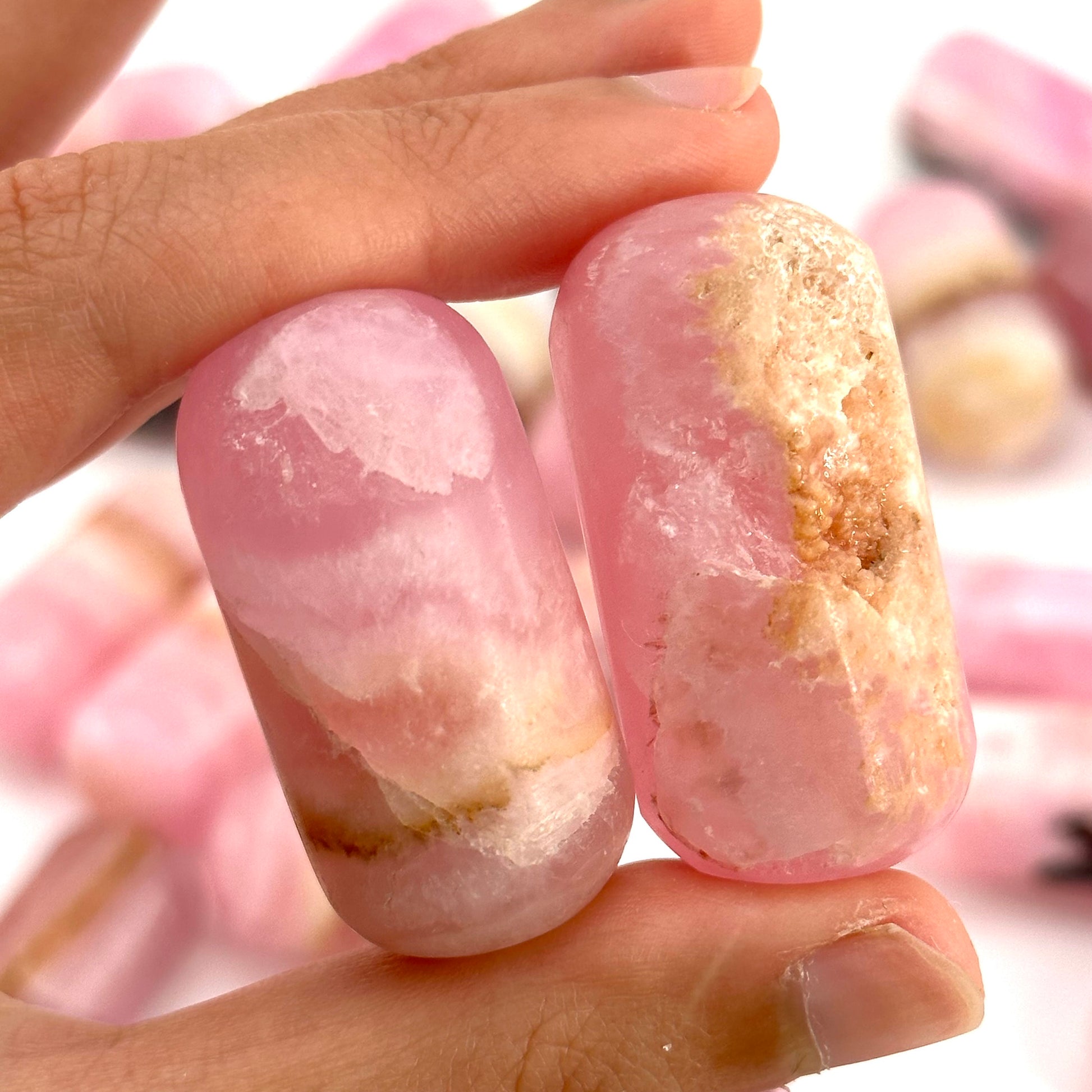 Rare! ONE Polished Pink Aragonite, natural pink aragonite, polished aragonite, pink calcite tumble, pink aragonite crystal
