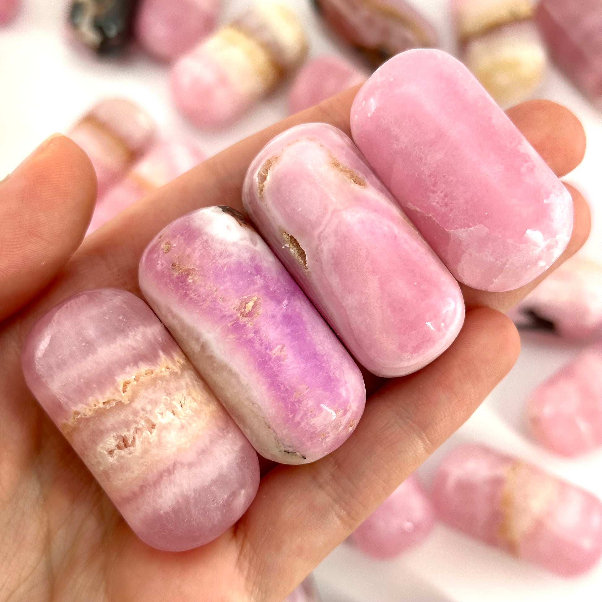 Rare! ONE Polished Pink Aragonite, natural pink aragonite, polished aragonite, pink calcite tumble, pink aragonite crystal