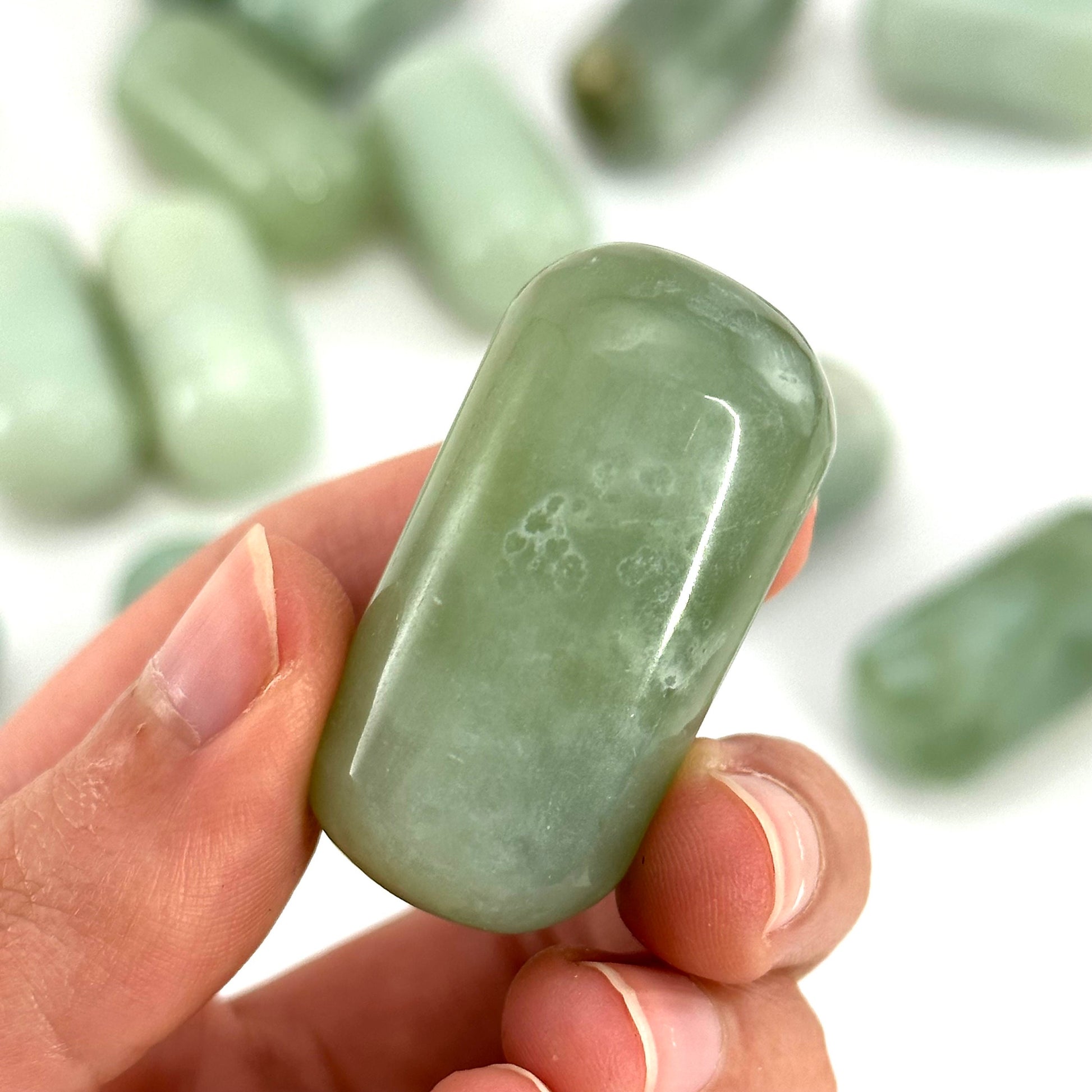 ONE Polished New Jade, serpentine jade, polished new jade, grape jade tumble, serpentine crystal, tumbled stones