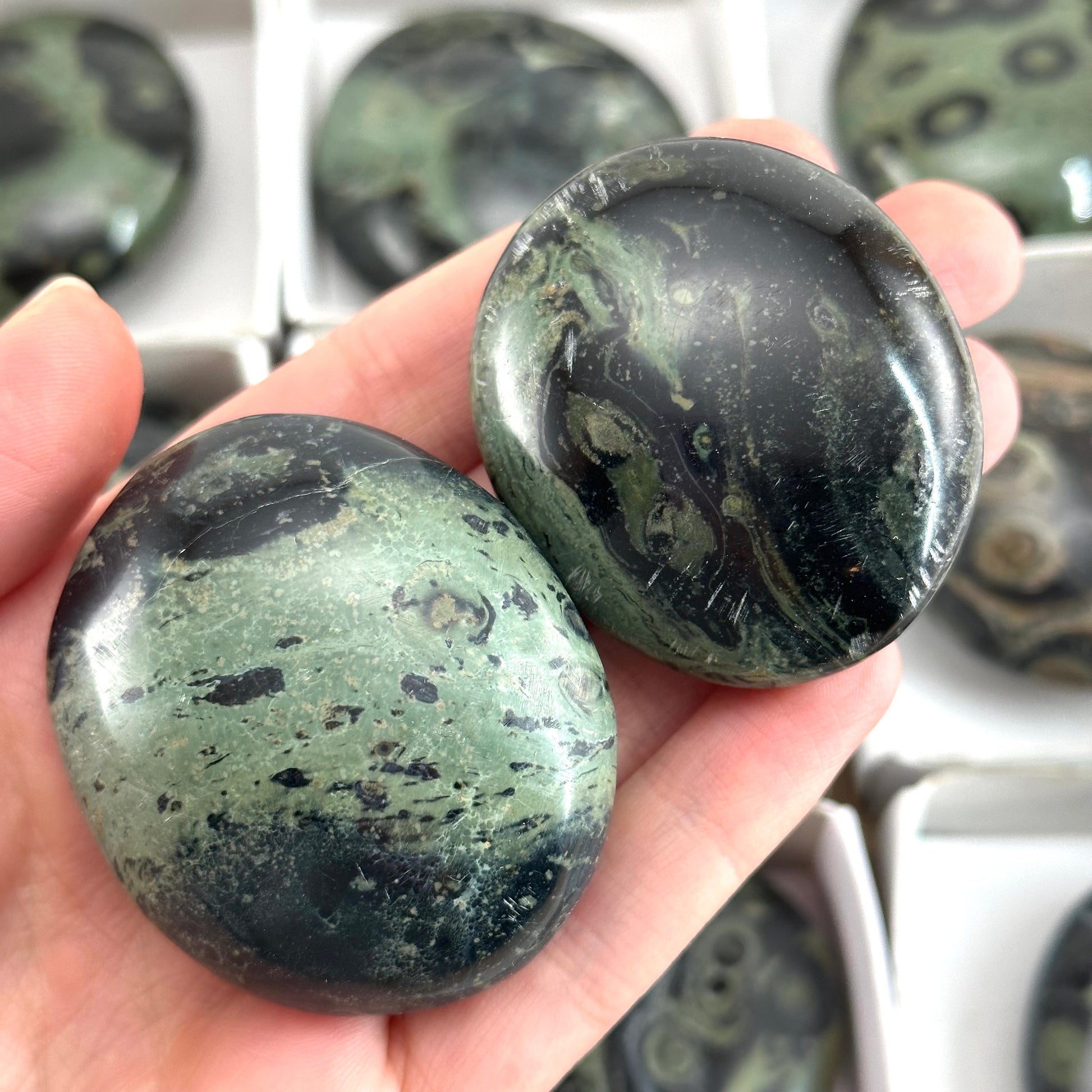 14pcs Wholesale Kambaba Jasper Palm Stones, Kambaba jasper, palm stone, worry stone, wholesale crystals, wholesale palm stones