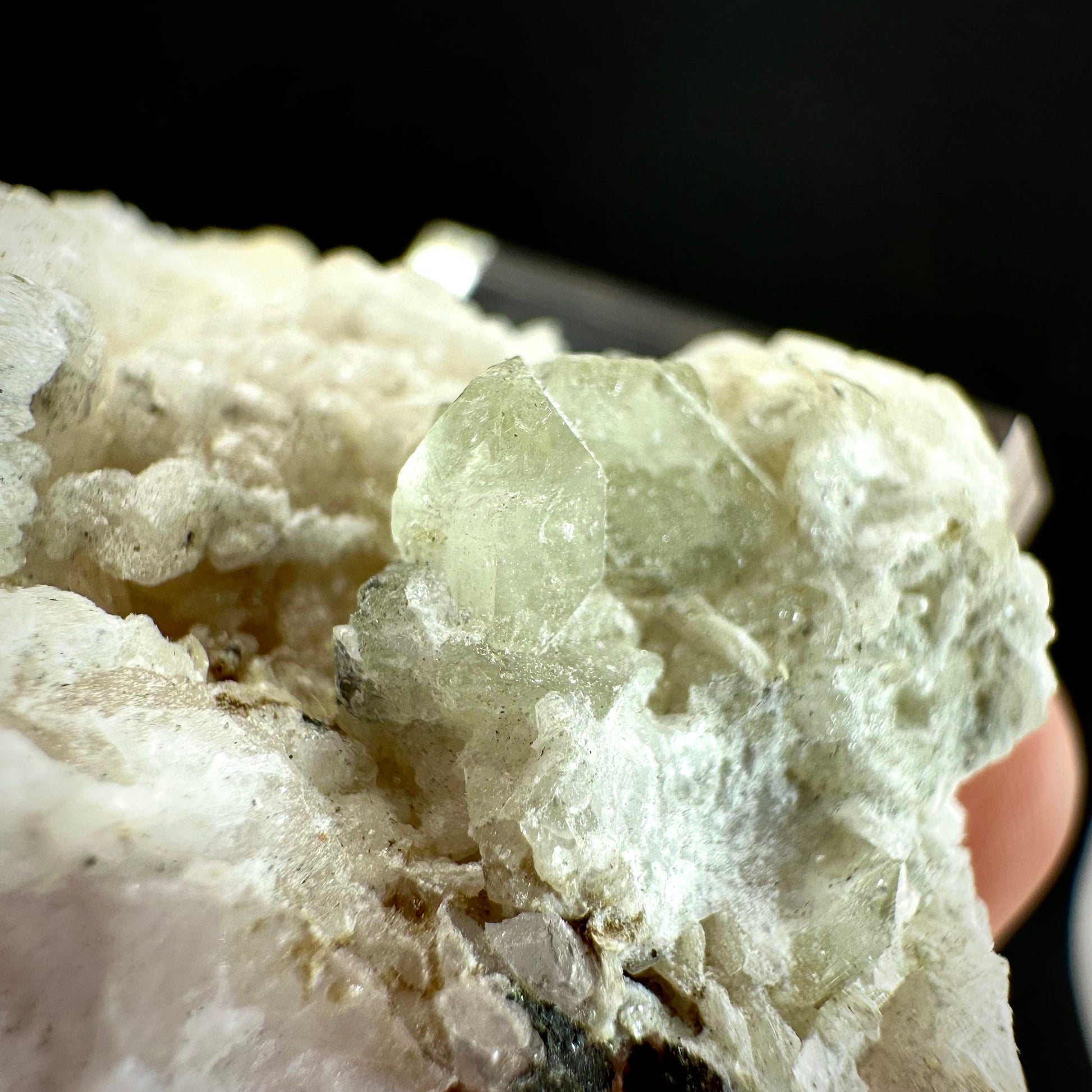 Rare! Herderite on Albite (Pakistan) | green herderite crystal, natural crystals, mineral specimen, herderite on matrix