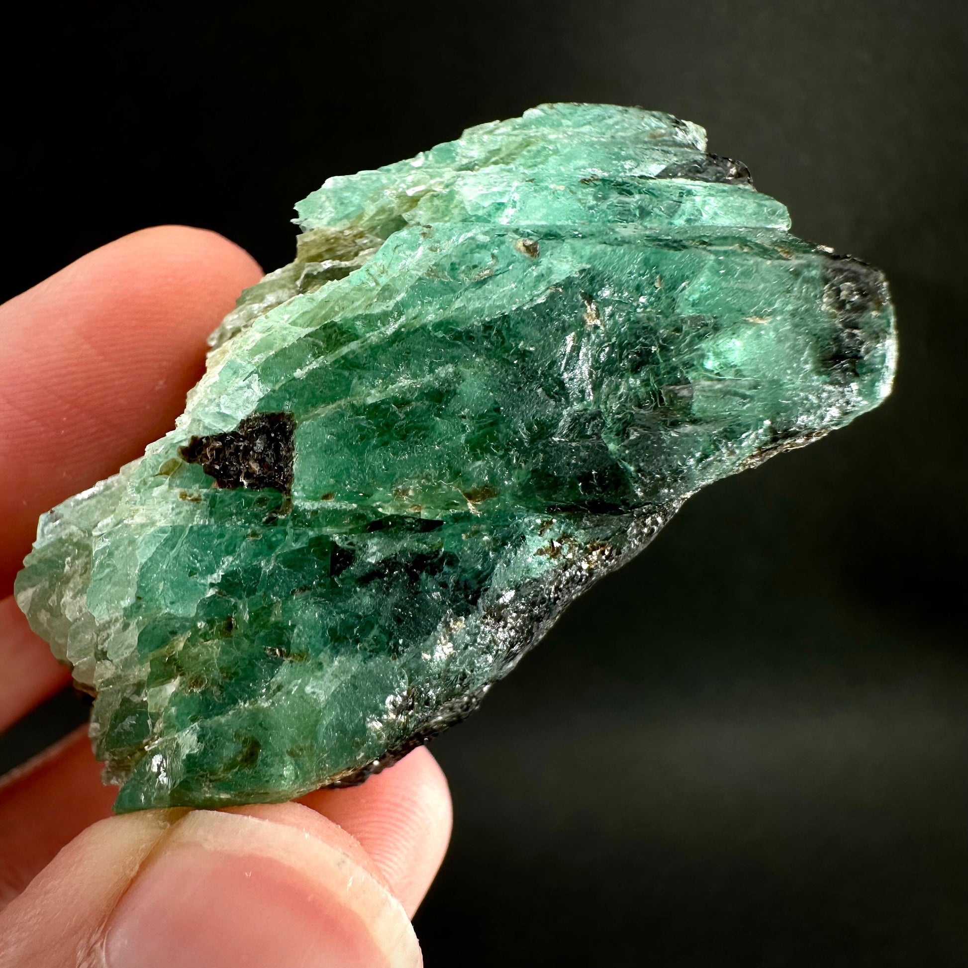 Natural Emerald on Mica Matrix (Pakistan) | beryl var. emerald, green emerald, raw emerald, emerald crystal, mineral specimen