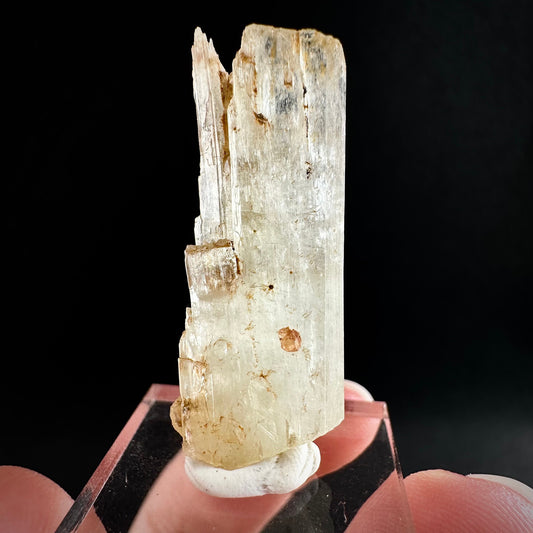 Rare! Spessartine Garnet on Kunzite (Pakistan) | orange garnet on kunzite, kunzite crystal, kunzite specimen, rare crystals, rare minerals