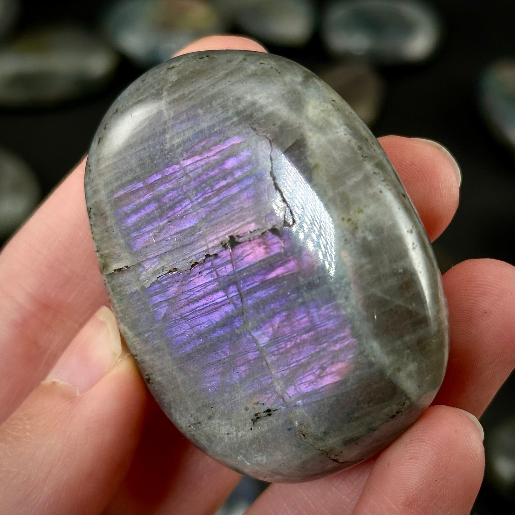 Purple/ Pink Labradorite Palm Stone, labradorite palmstone, purple labradorite, flashy labradorite, palm stones