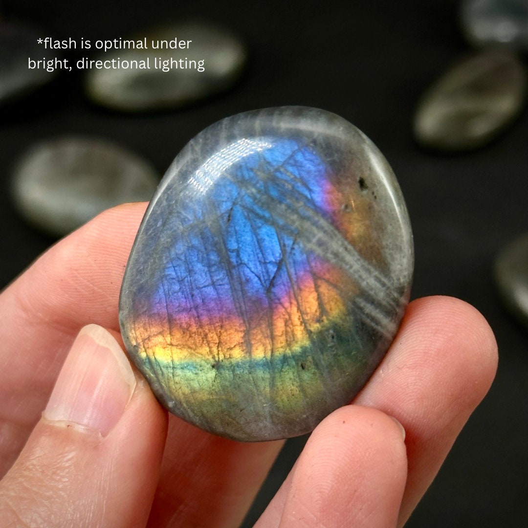 Purple/ Pink Labradorite Palm Stone, labradorite palmstone, purple labradorite, flashy labradorite, palm stones