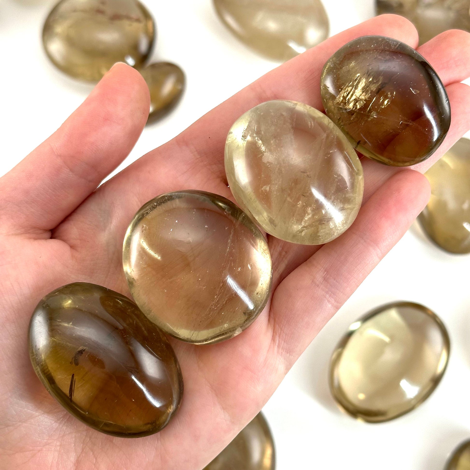 Natural Citrine Palm Stone, smoky citrine palmstone, polished natural citrine, genuine citrine, citrine palm stone