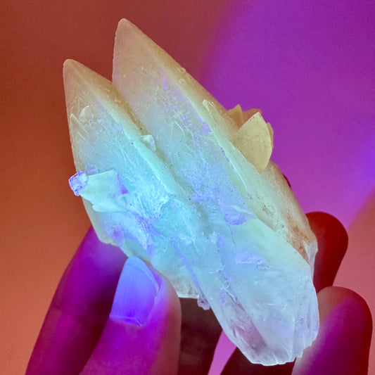 Fluorescent & Phosphorescent Calcite (Indonesia) | UV-reactive calcite, yellow calcite, calcite crystal, UV reactive crystal, crystals