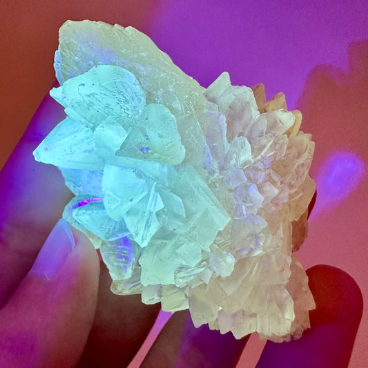 Fluorescent & Phosphorescent Calcite (Indonesia) | UV-reactive calcite, yellow calcite, calcite crystal, UV reactive crystal, crystals