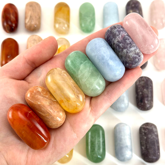 Chakra Crystal Set | 7 rainbow crystals, shiva set, chakra crystals, pocket stone, chakra tumbled stones