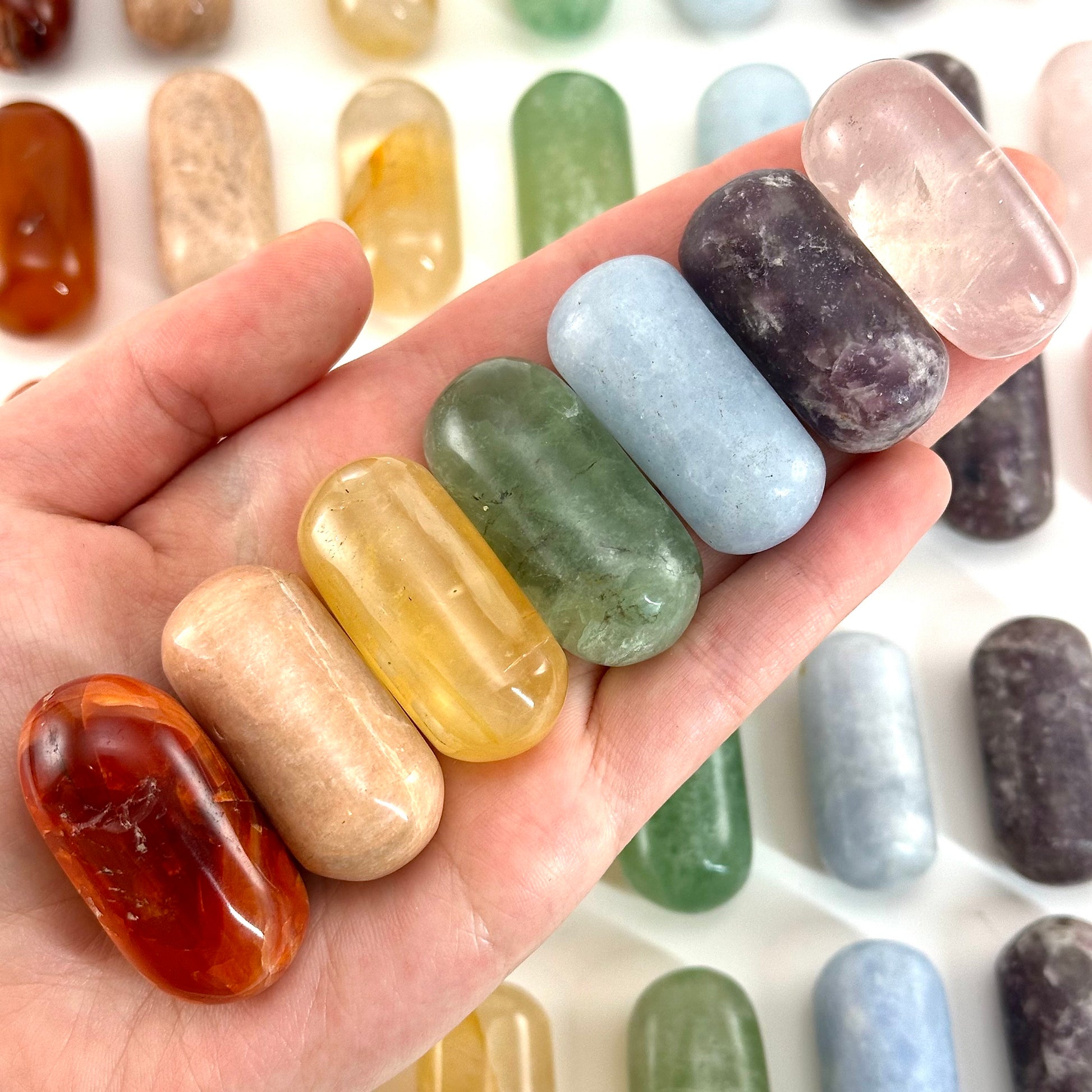 Chakra Crystal Set | 7 rainbow crystals, shiva set, chakra crystals, pocket stone, chakra tumbled stones
