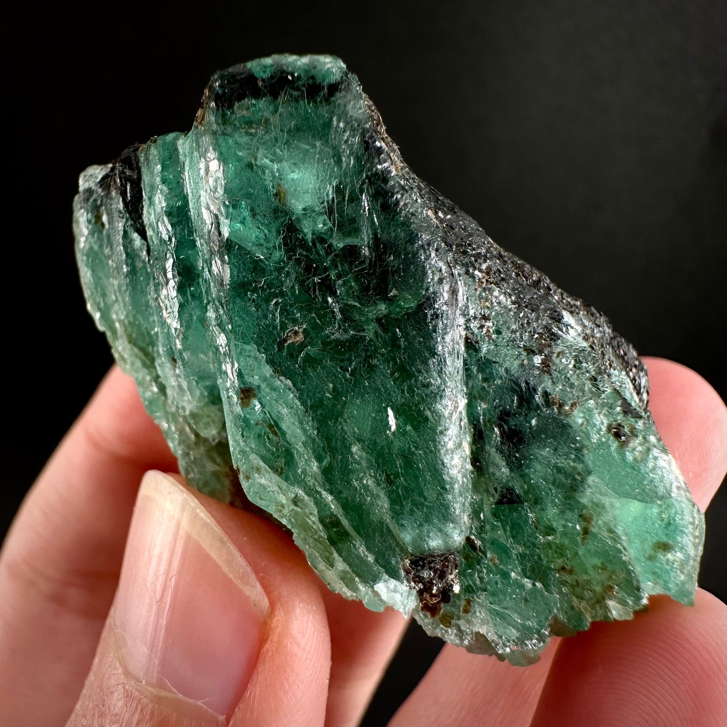 Natural Emerald on Mica Matrix (Pakistan) | beryl var. emerald, green emerald, raw emerald, emerald crystal, mineral specimen