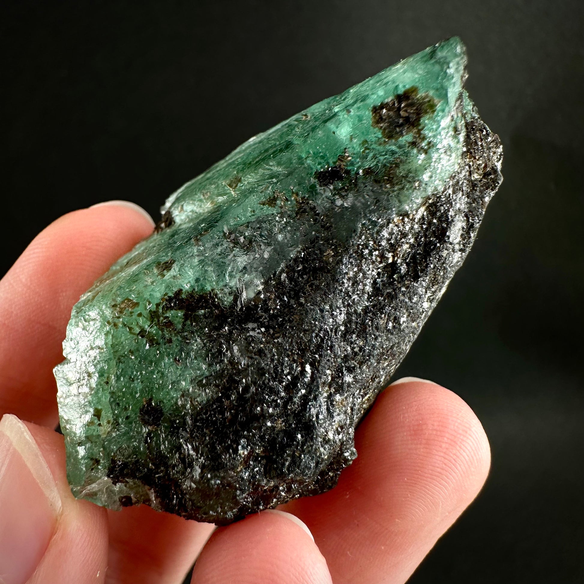 Natural Emerald on Mica Matrix (Pakistan) | beryl var. emerald, green emerald, raw emerald, emerald crystal, mineral specimen