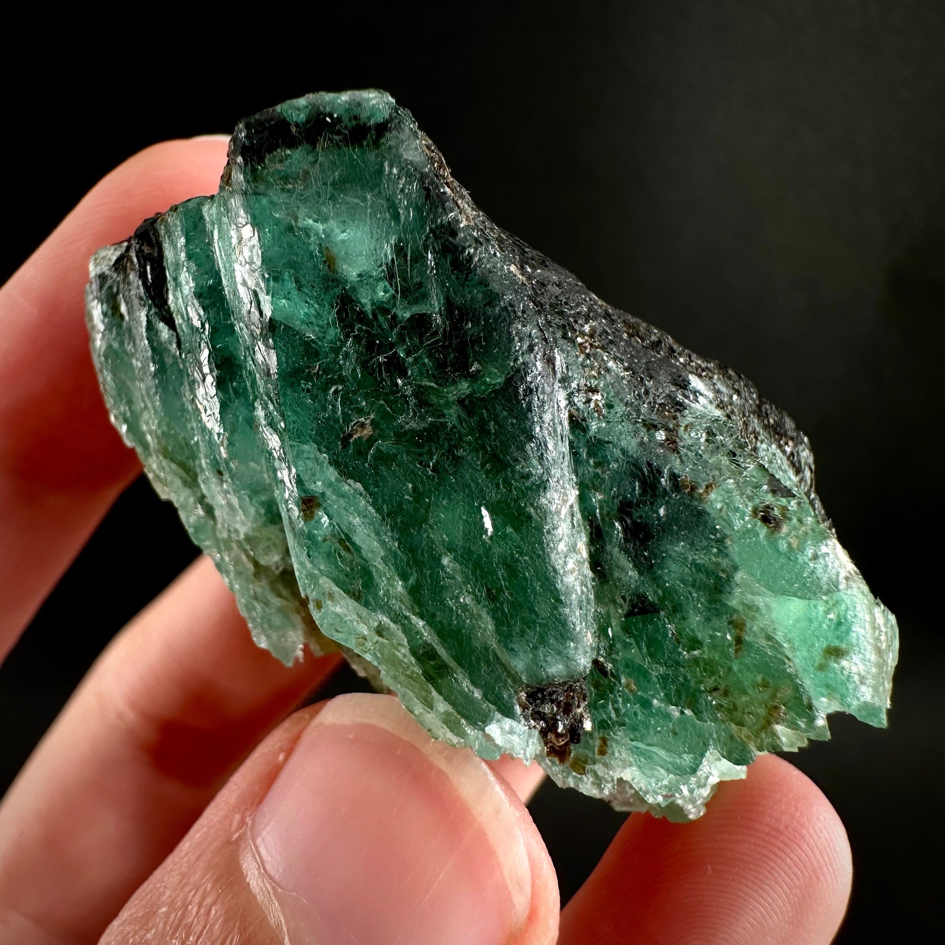 Natural Emerald on Mica Matrix (Pakistan) | beryl var. emerald, green emerald, raw emerald, emerald crystal, mineral specimen