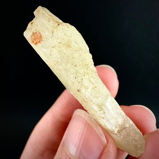 Rare! Spessartine Garnet on Kunzite (Pakistan) | orange garnet on kunzite, kunzite crystal, kunzite specimen, rare crystals, rare minerals