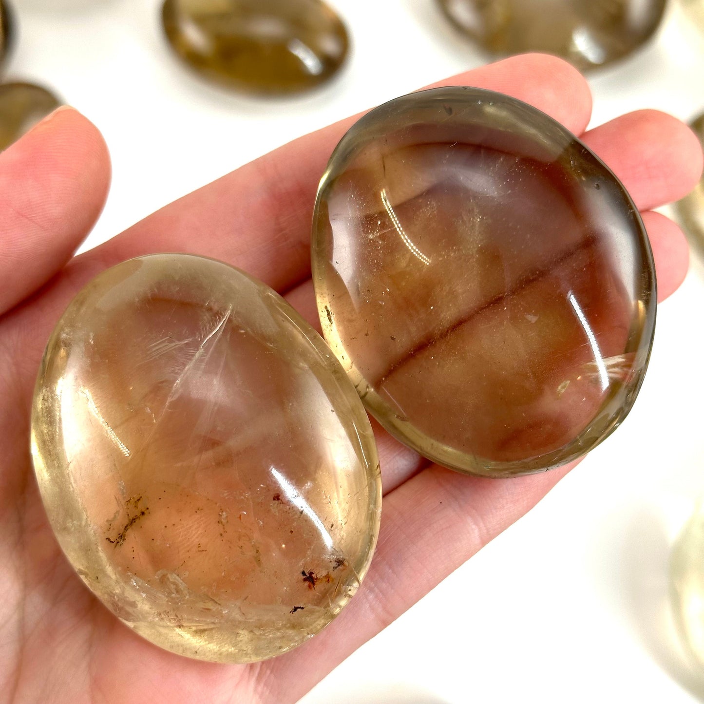 Natural Citrine Palm Stone, smoky citrine palmstone, polished natural citrine, genuine citrine, citrine palm stone